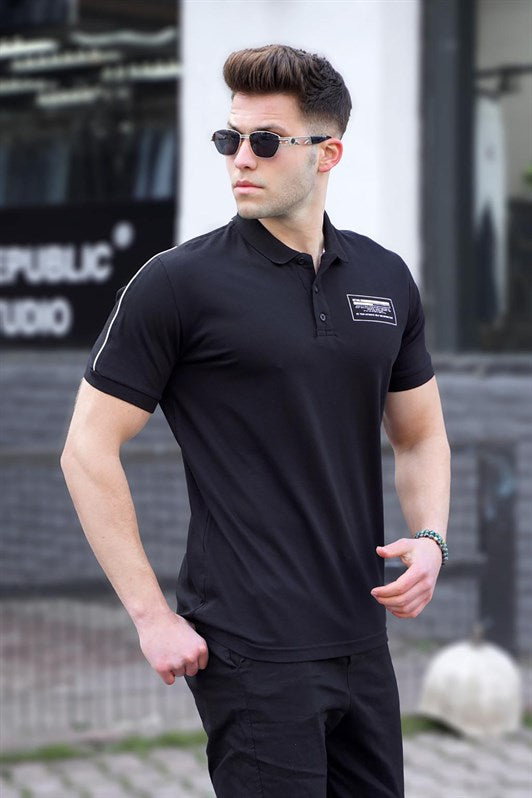 MDX Black Polo Neck Men's T-shirt - Vale de Cavalos