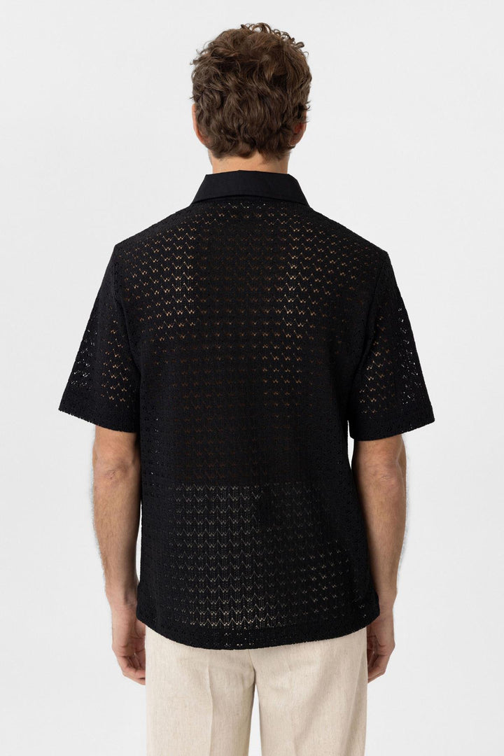 ANT Antioch Siyah Polo Yaka Örgü Erkek T-Shirt - Cosenza