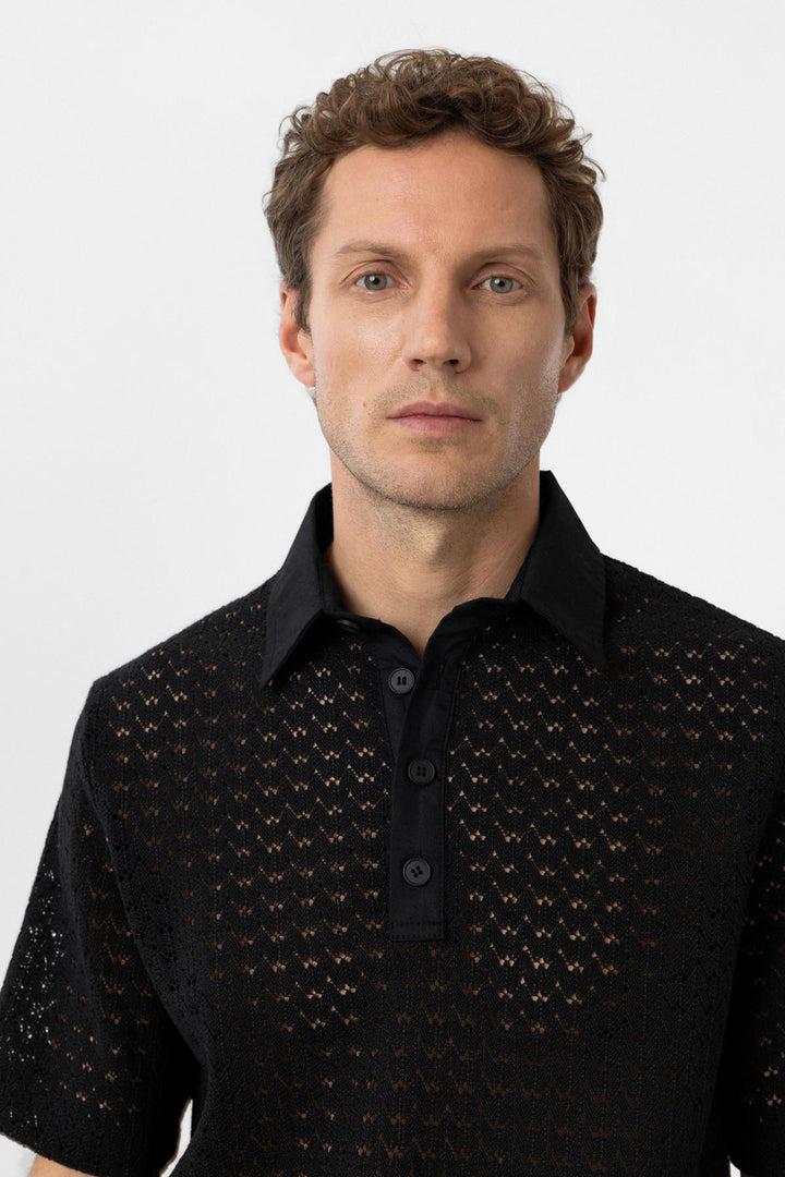 ANT Antioch Siyah Polo Yaka Örgü Erkek T-Shirt - Cosenza