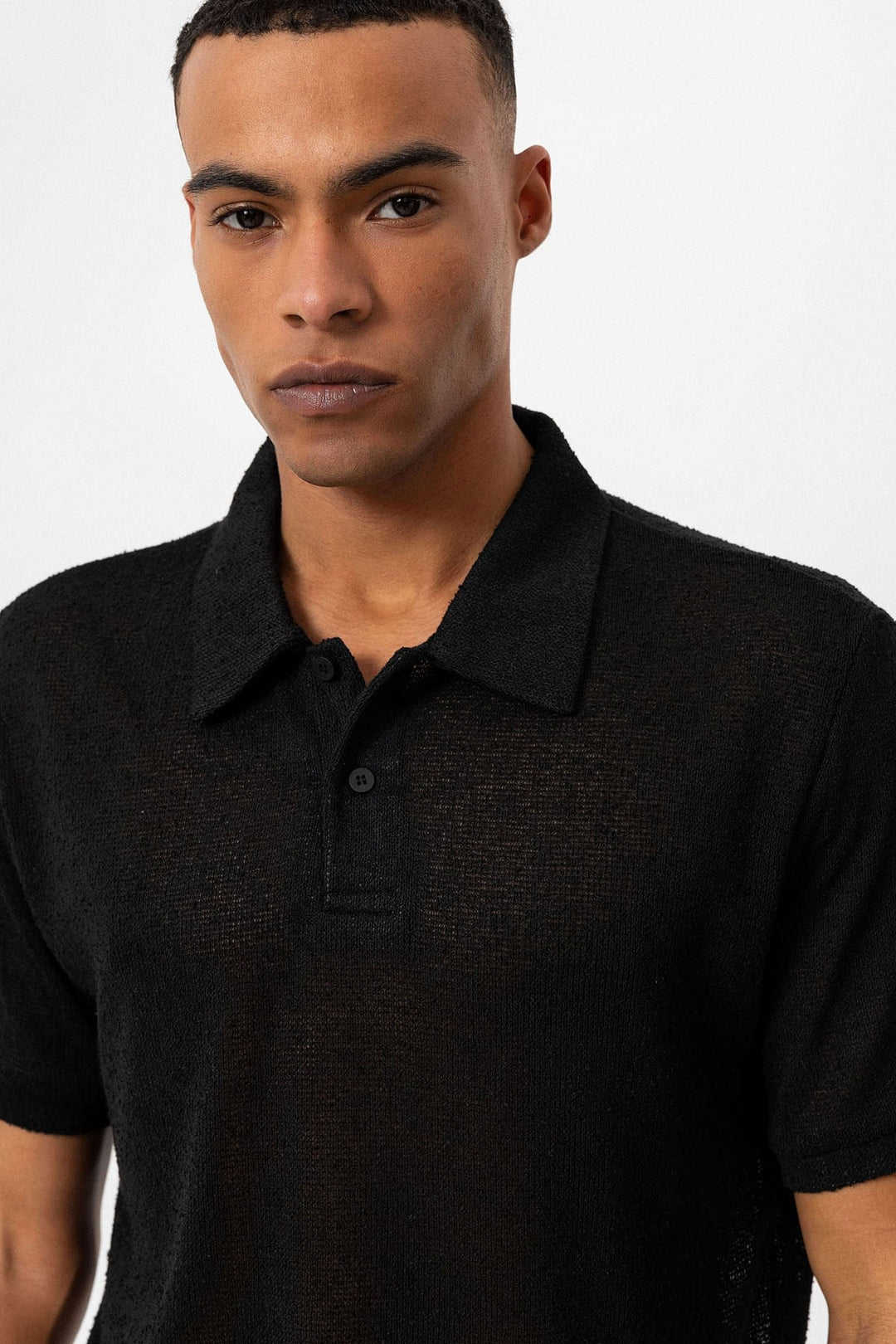 ANT Antioch Siyah Polo Yaka Örme Erkek T-Shirt - Kirkcaldy