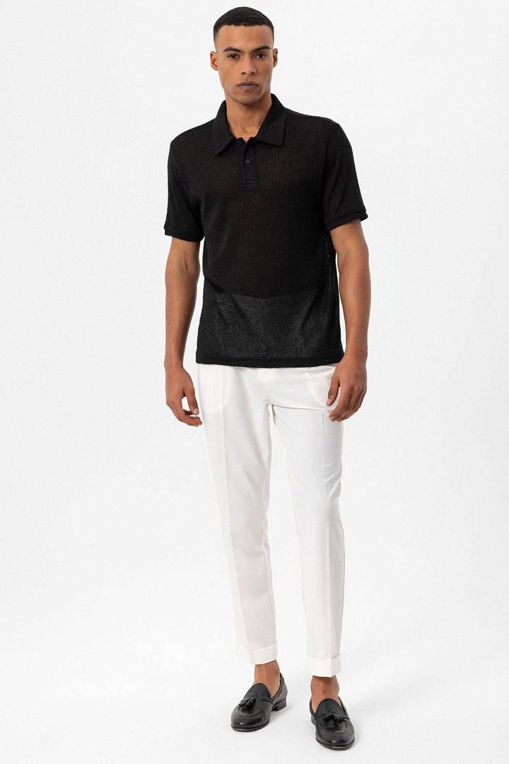 ANT Antioch Siyah Polo Yaka Örme Erkek T-Shirt - Kirkcaldy