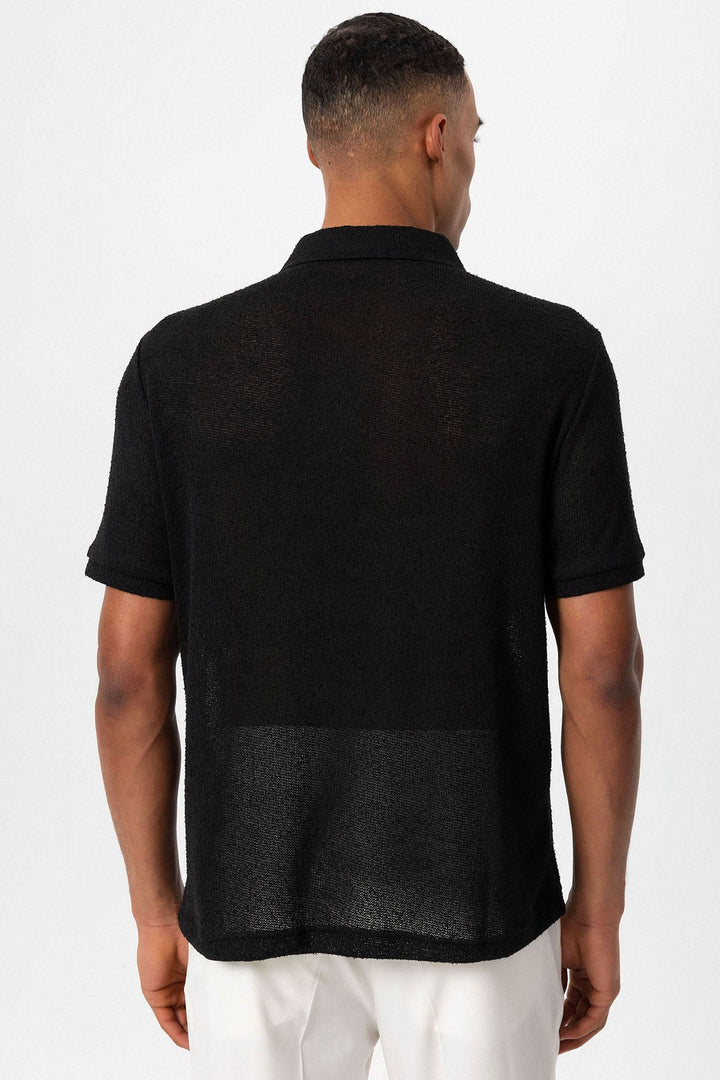 ANT Antioch Siyah Polo Yaka Örme Erkek T-Shirt - Kirkcaldy