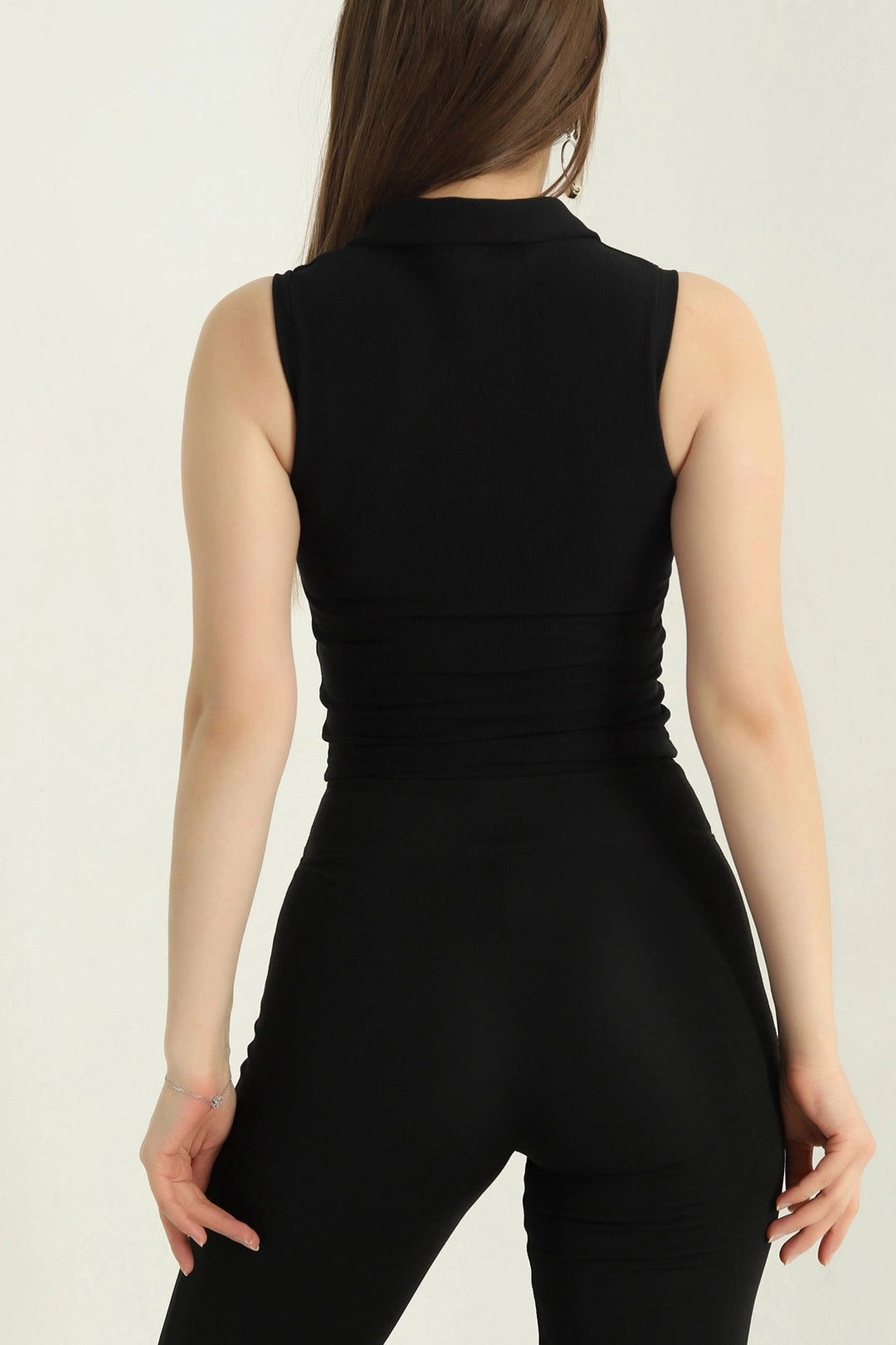 Black Polo Neck Sleeveless Cascor Summer Blouse BCCL-253005 - Apeldoorn