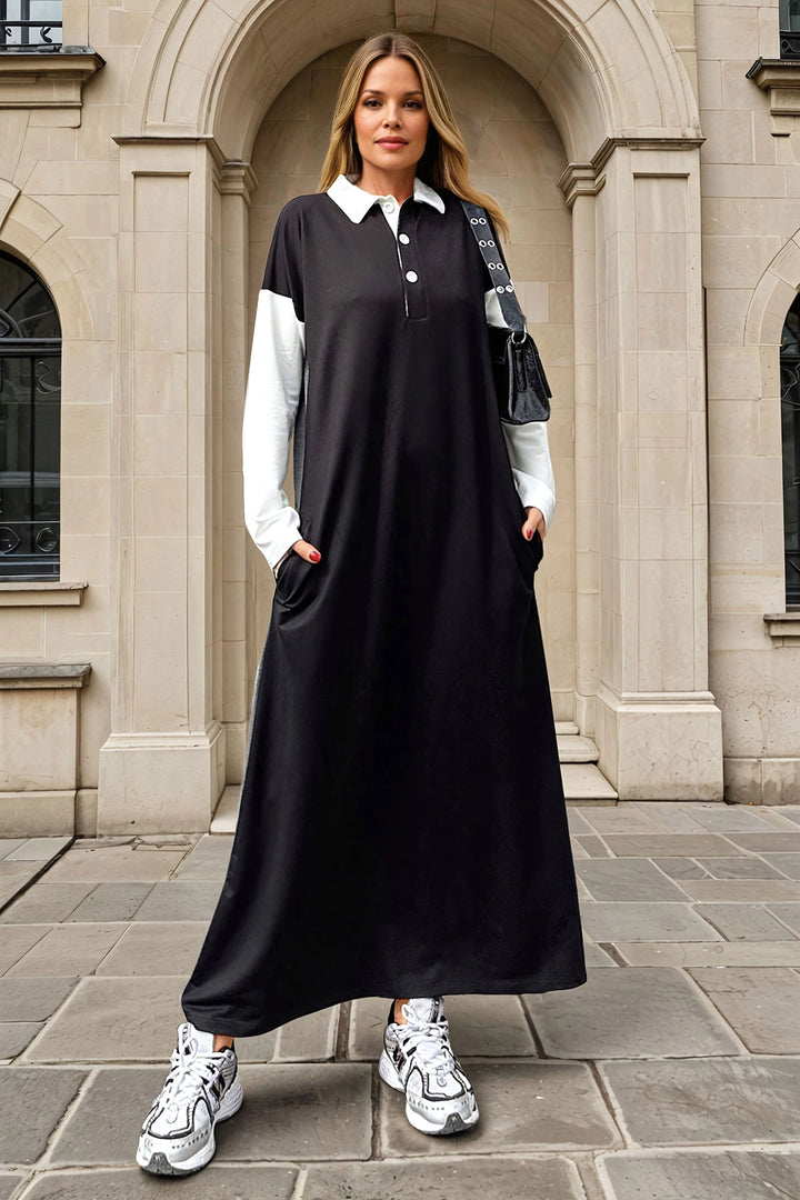 Black Polo Neck Long Dress BCBSK-25700-3493 - Miercurea-Ciuc