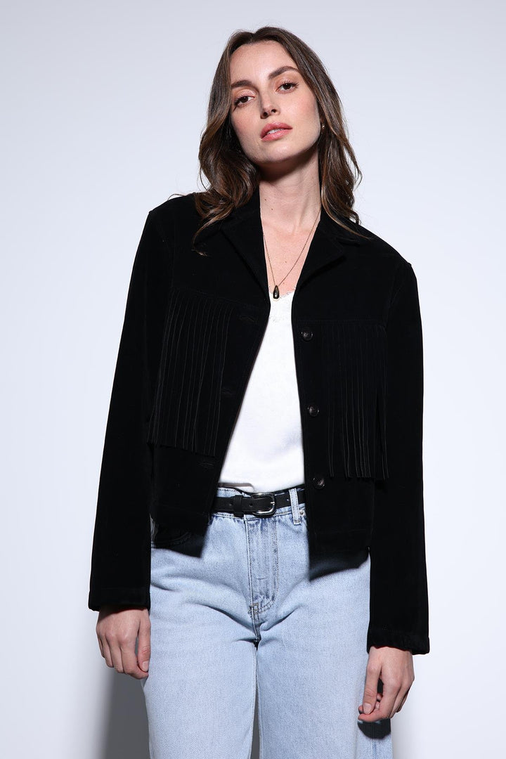 ANT Antioch Black Tassel Detailed Suede Women's Jacket - Córdoba