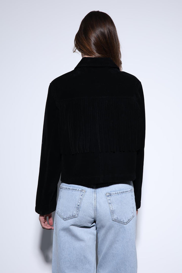 ANT Antioch Black Tassel Detailed Suede Women's Jacket - Córdoba