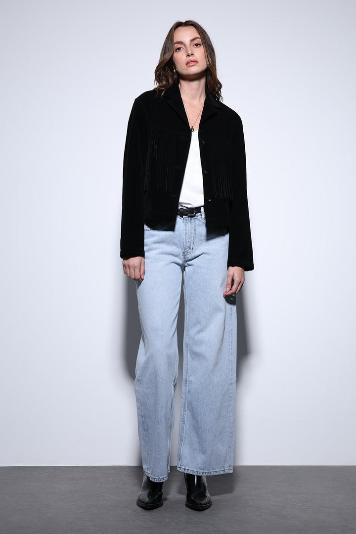 ANT Antioch Black Tassel Detailed Suede Women's Jacket - Córdoba