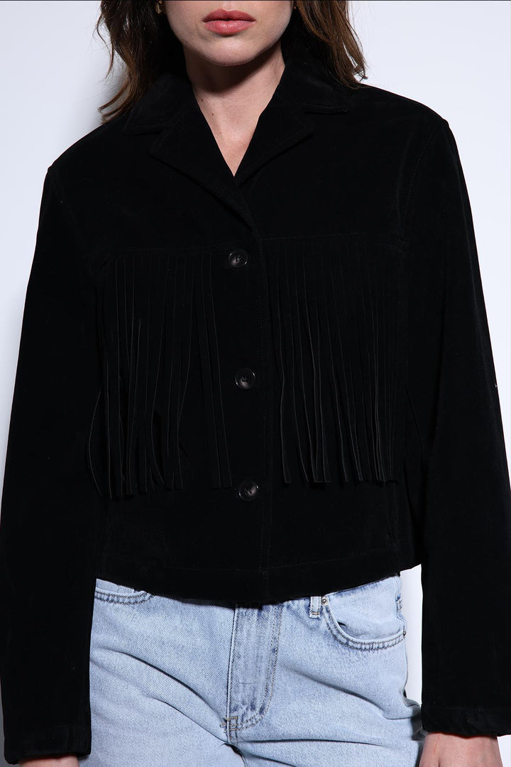 ANT Antioch Black Tassel Detailed Suede Women's Jacket - Córdoba