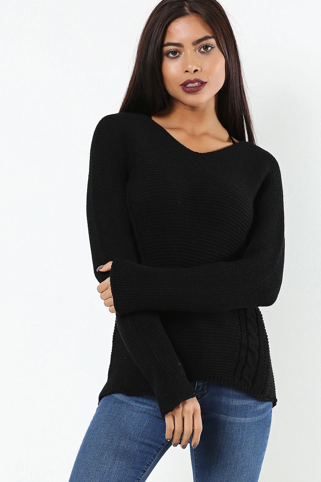 Black Comfort Fit Soft Textured Knit Sweater BCBSK-25700-34KESYR71010 - Pantin