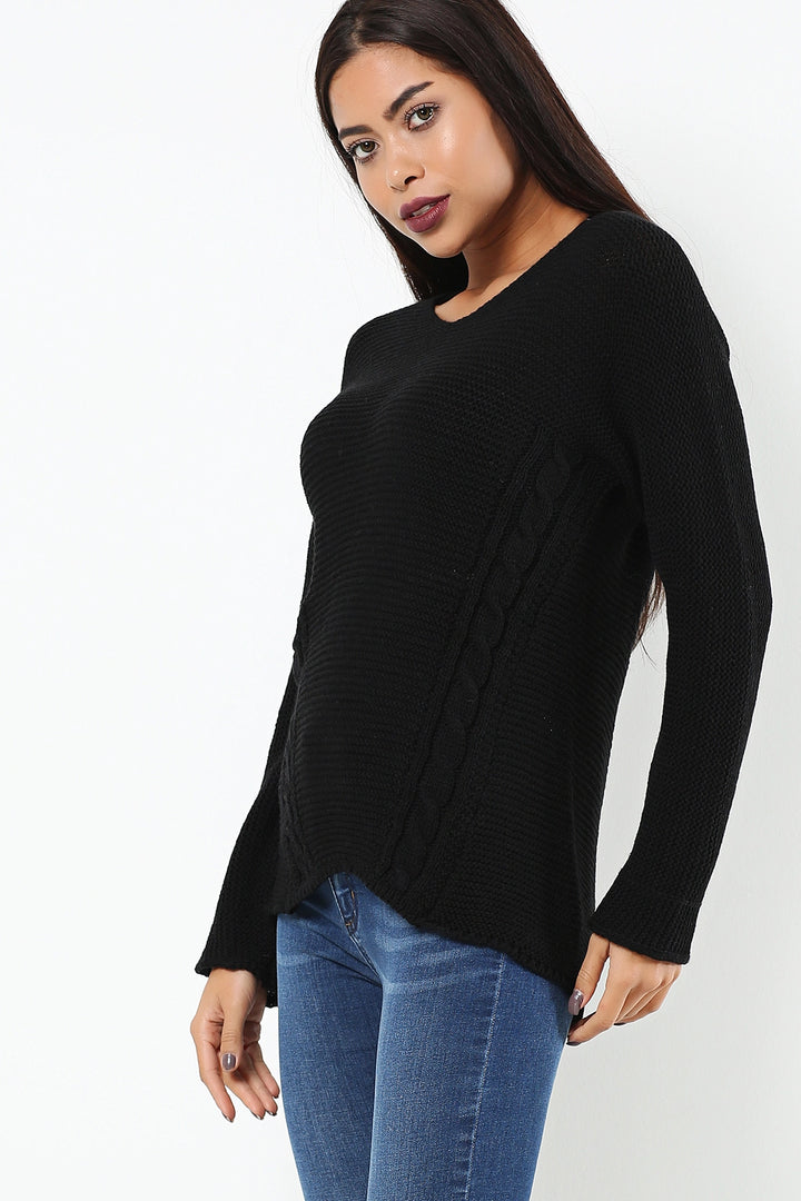 Black Comfort Fit Soft Textured Knit Sweater BCBSK-25700-34KESYR71010 - Pantin