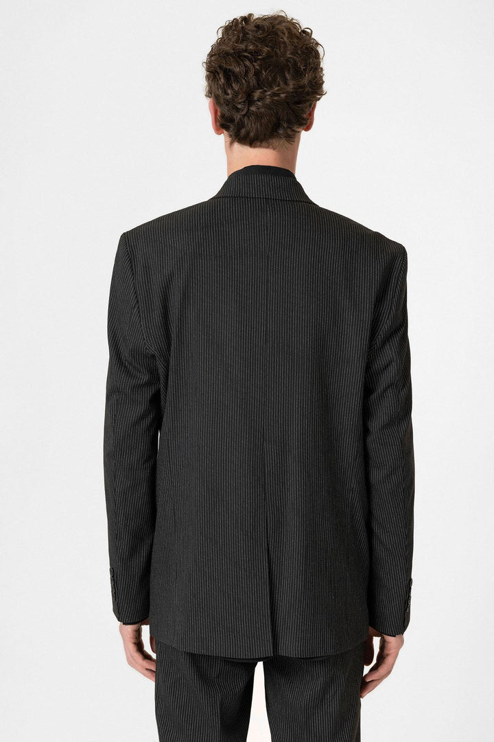 ANT Antioch Black Comfortable Pinstripe Men's Blazer Jacket - Soest