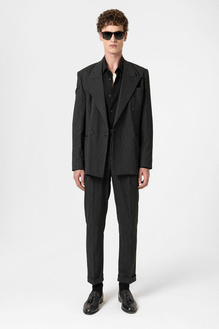 ANT Antioch Black Comfortable Pinstripe Men's Blazer Jacket - Soest