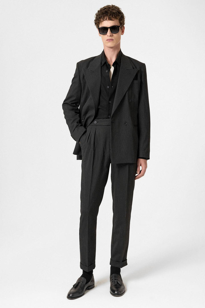 ANT Antioch Black Comfortable Pinstripe Men's Blazer Jacket - Soest