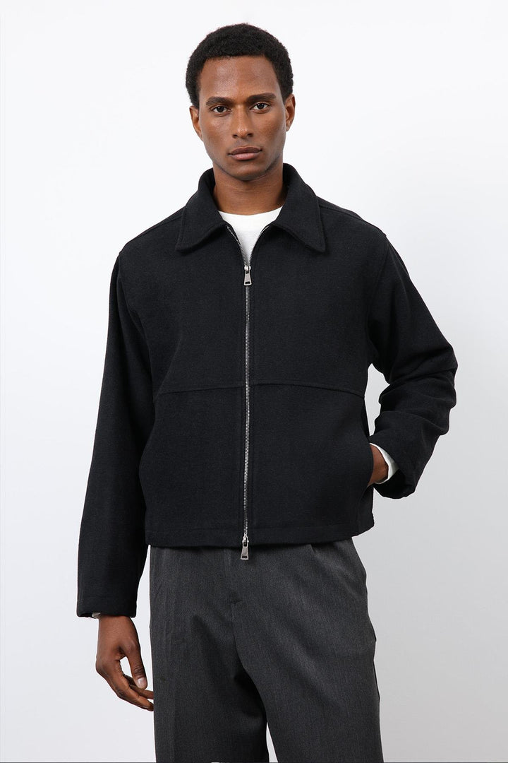 ANT Antioch Black Regular Fit Textured Men's Coat - Smethwick