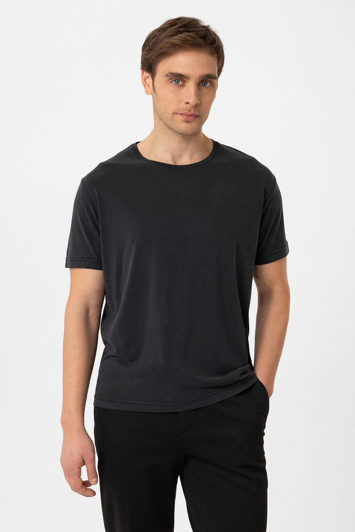 ANT Antioch Black Regular Fit Modal Technical Fabric Men's T-Shirt - Trier
