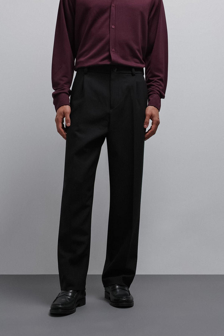 ANT Antioch Black Relax Fit Baggy Pleated Men's Pants - Westland