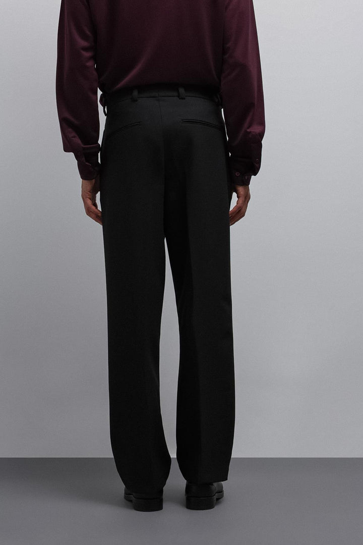 ANT Antioch Black Relax Fit Baggy Pleated Men's Pants - Westland