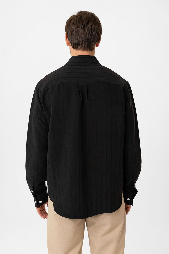 ANT Antioch Black Relax Fit Striped Men's Shirt - Trapani