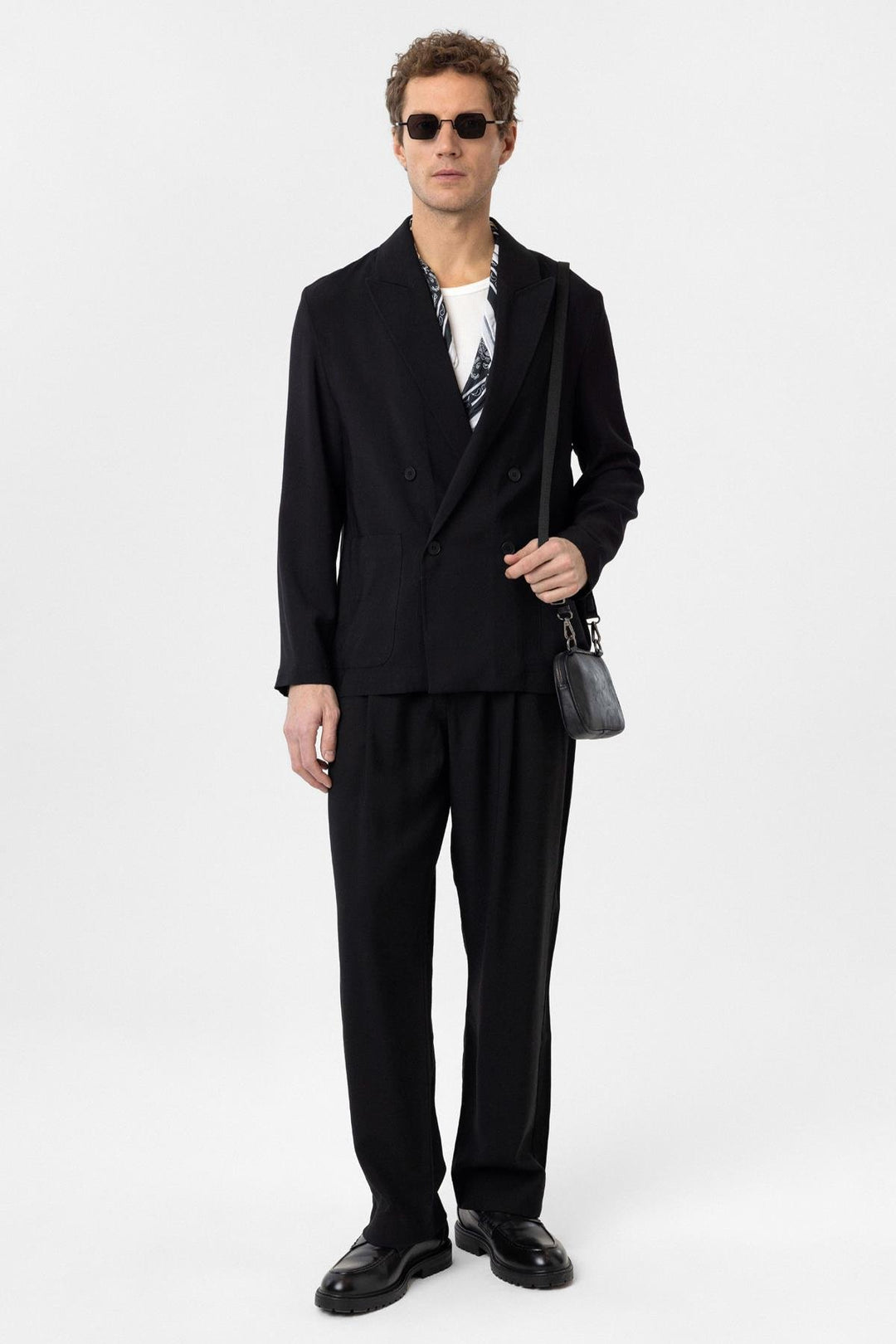 ANT Antioch Black Relax Fit Diagonel Slim Men's Blazer Jacket - St. Paul