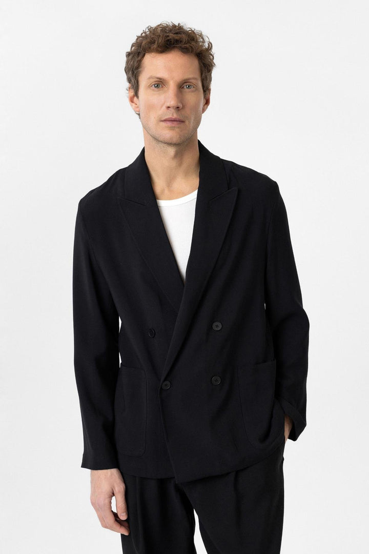 ANT Antioch Black Relax Fit Diagonel Slim Men's Blazer Jacket - St. Paul