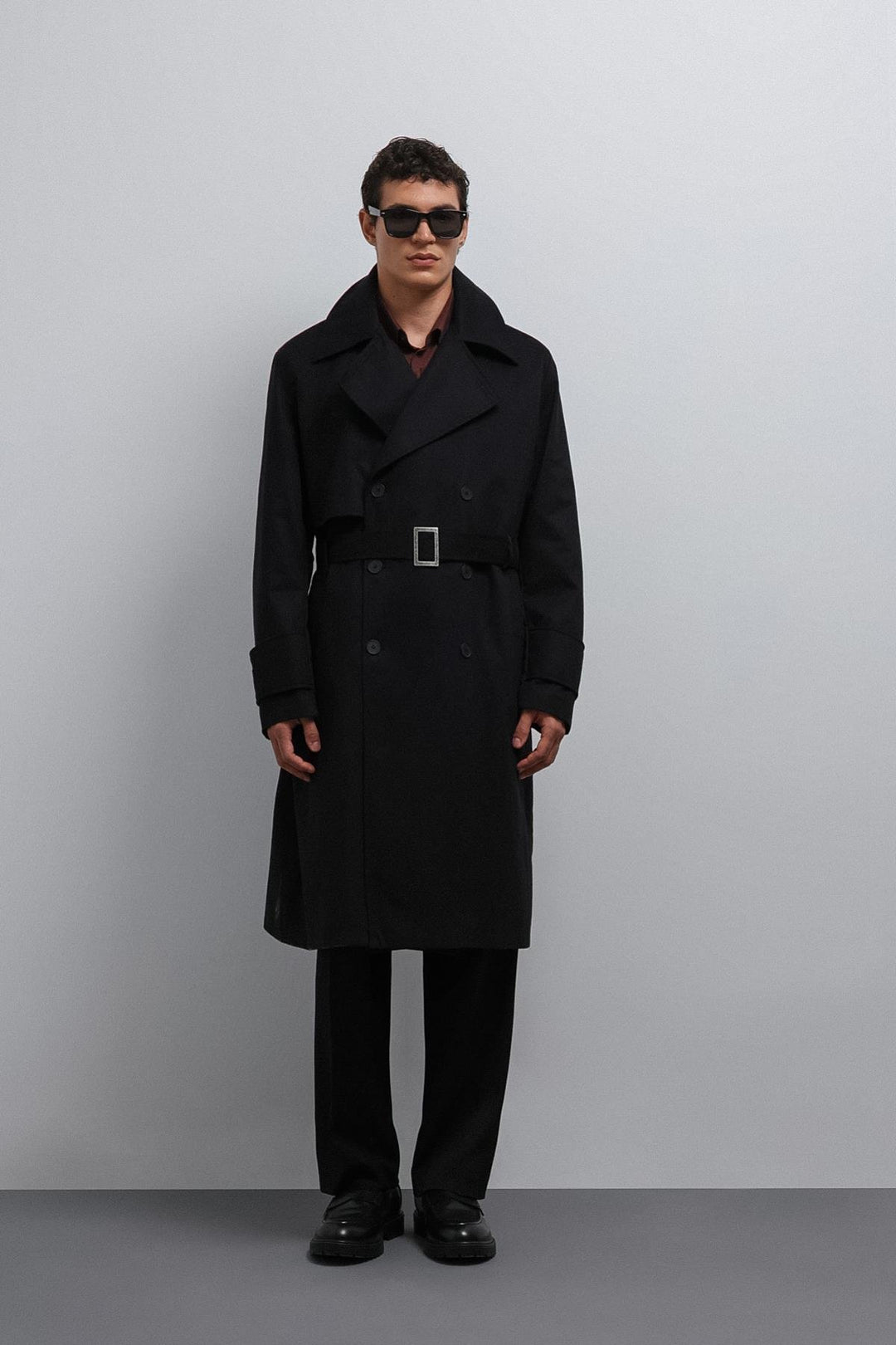 ANT Antioch Black Relax Fit Men's Trench Coat - New Britain