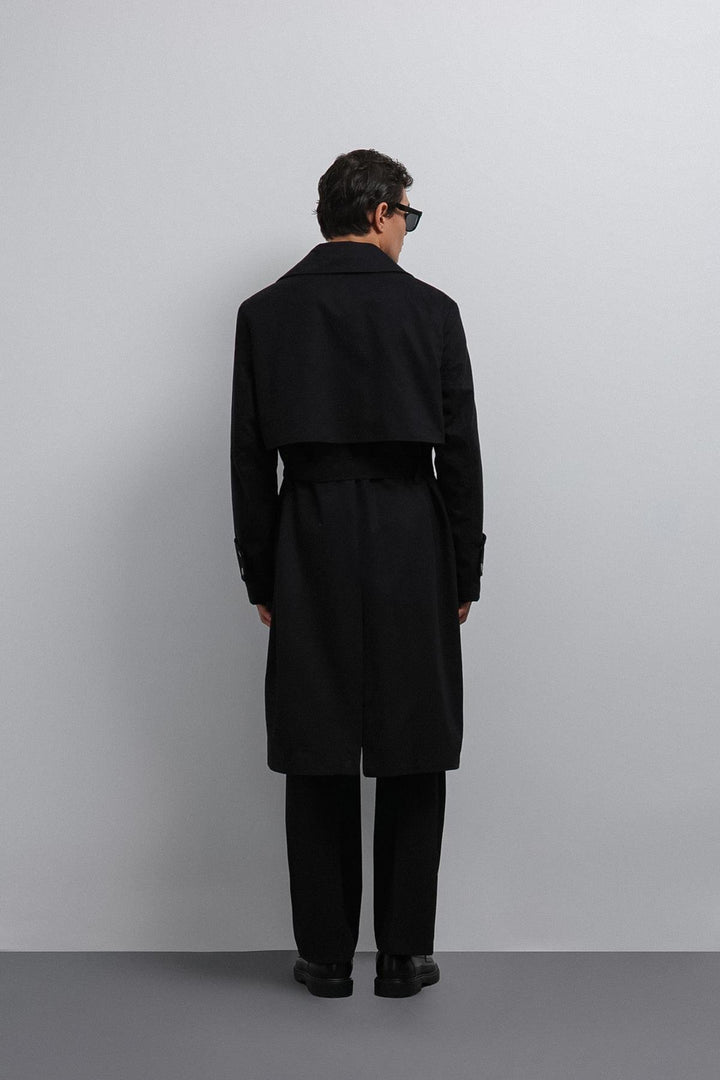 ANT Antioch Black Relax Fit Men's Trench Coat - New Britain