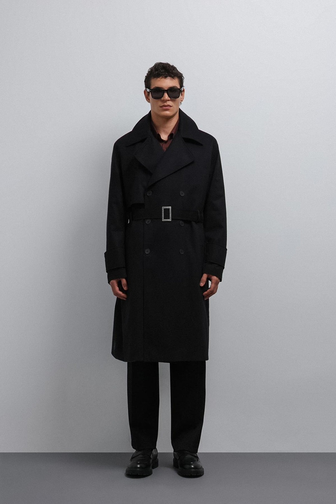 ANT Antioch Black Relax Fit Men's Trench Coat - New Britain