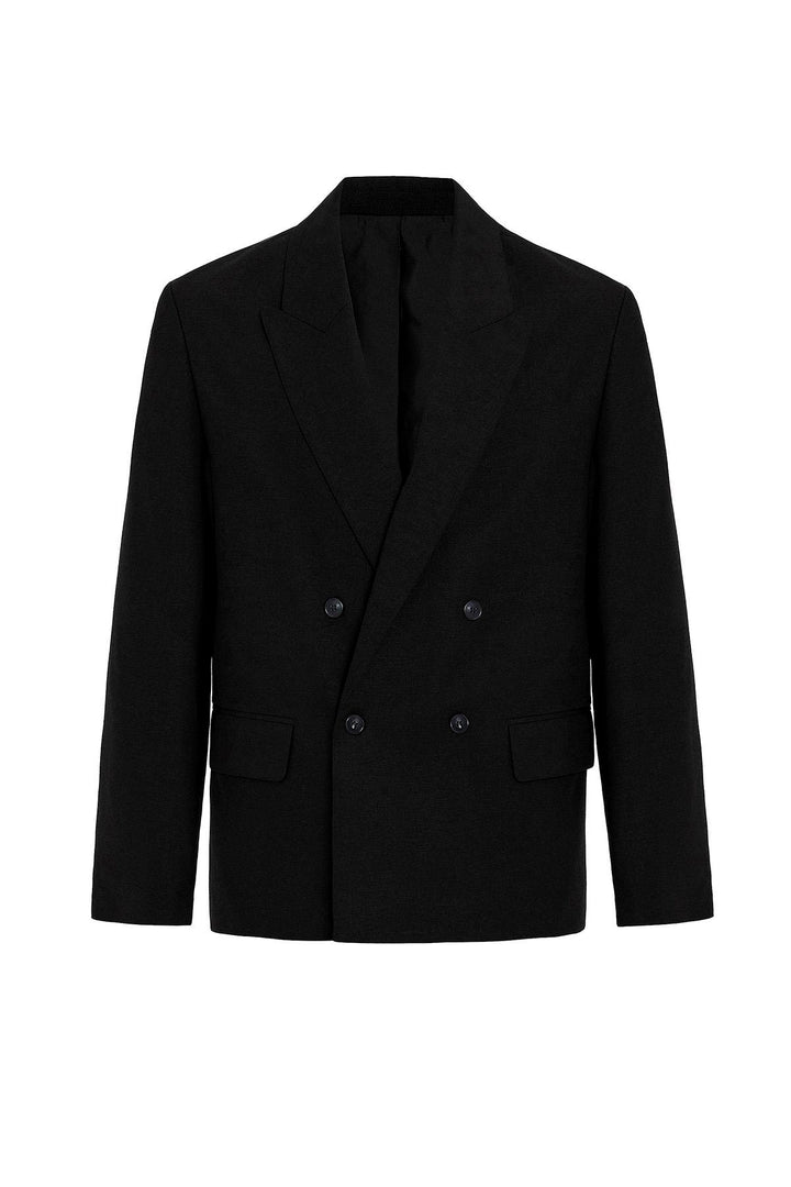 ANT Antioch Black Relax Fit Linen Blend Men's Blazer Jacket - Slatina