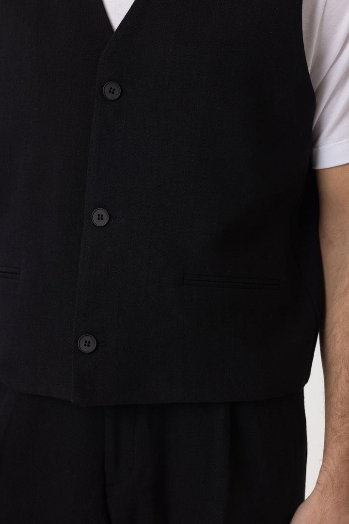 ANT Antioch Black Relax Fit Linen Blend Men's Vest - Hoffman Estates