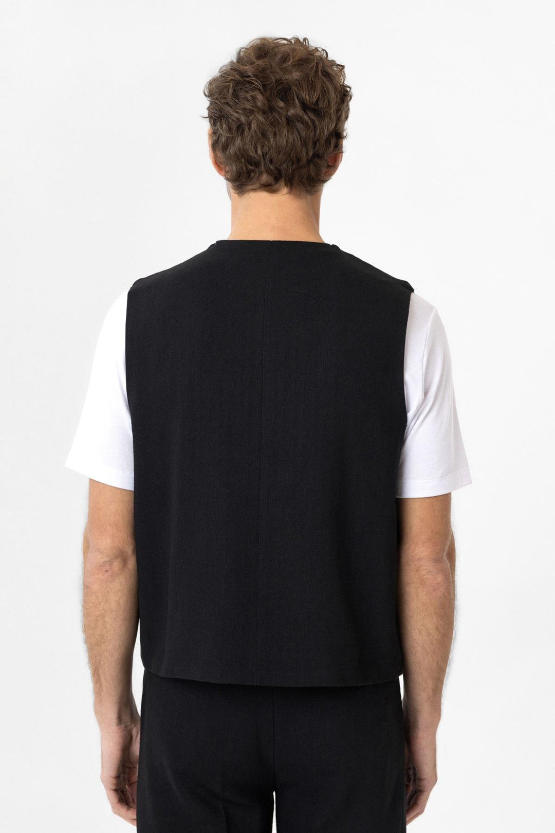 ANT Antioch Siyah Relax Fit Keten Karışımlı Erkek Yelek - Lelystad