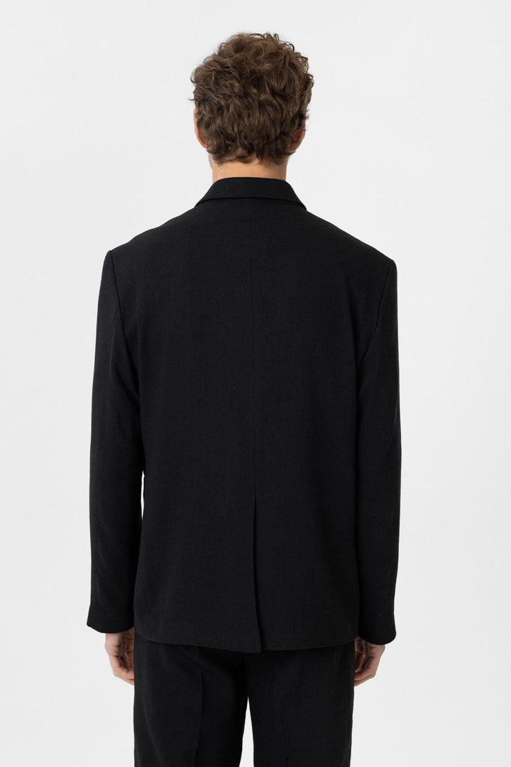 ANT Antioch Black Relax Fit Linen Blend Men's Blazer Jacket - Lakewood
