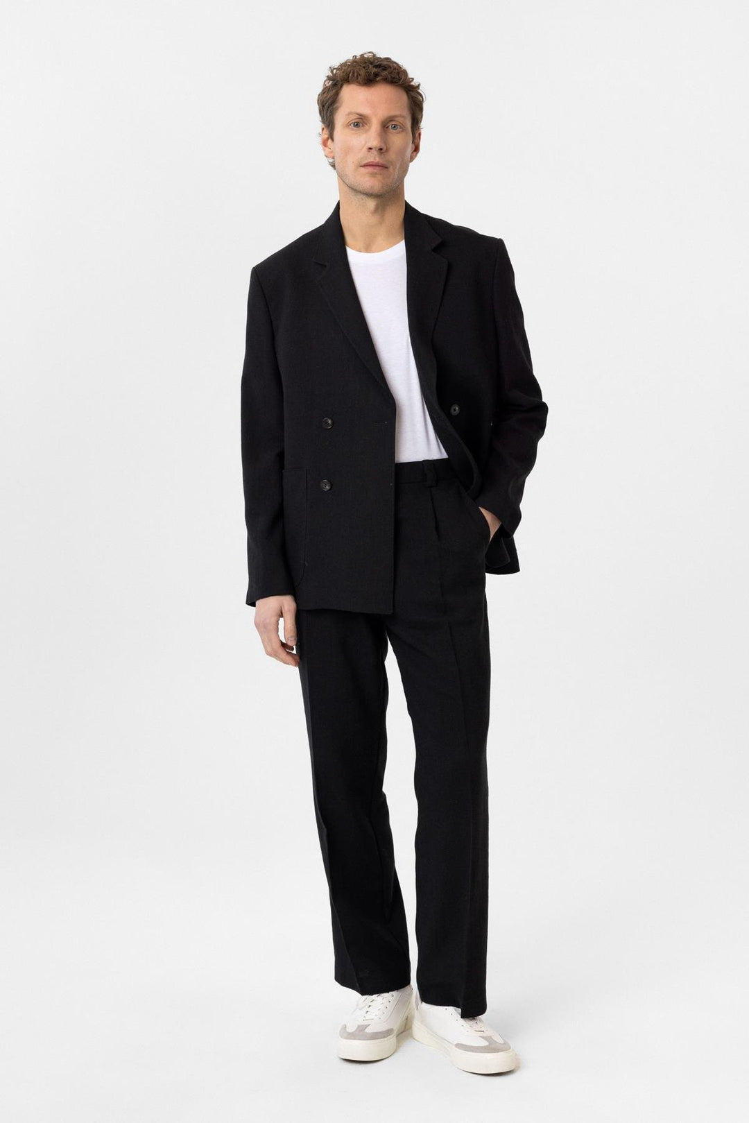 ANT Antioch Black Relax Fit Linen Blend Men's Blazer Jacket - Fountainebleau