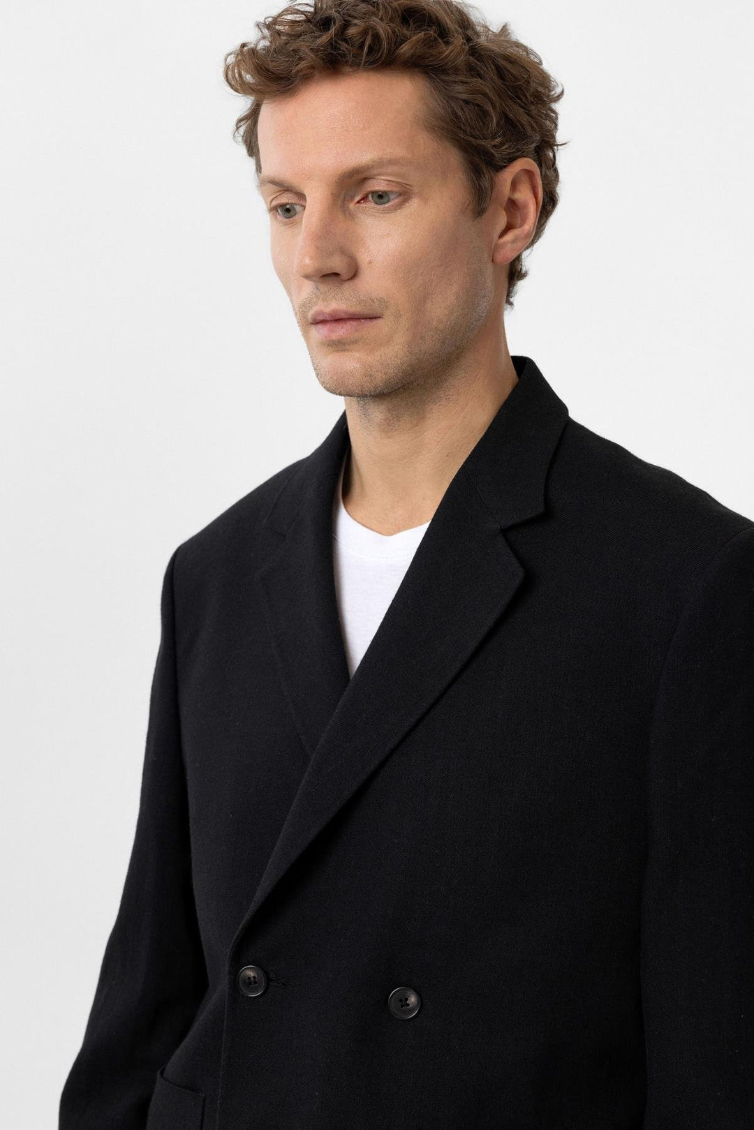 ANT Antioch Black Relax Fit Linen Blend Men's Blazer Jacket - Fountainebleau