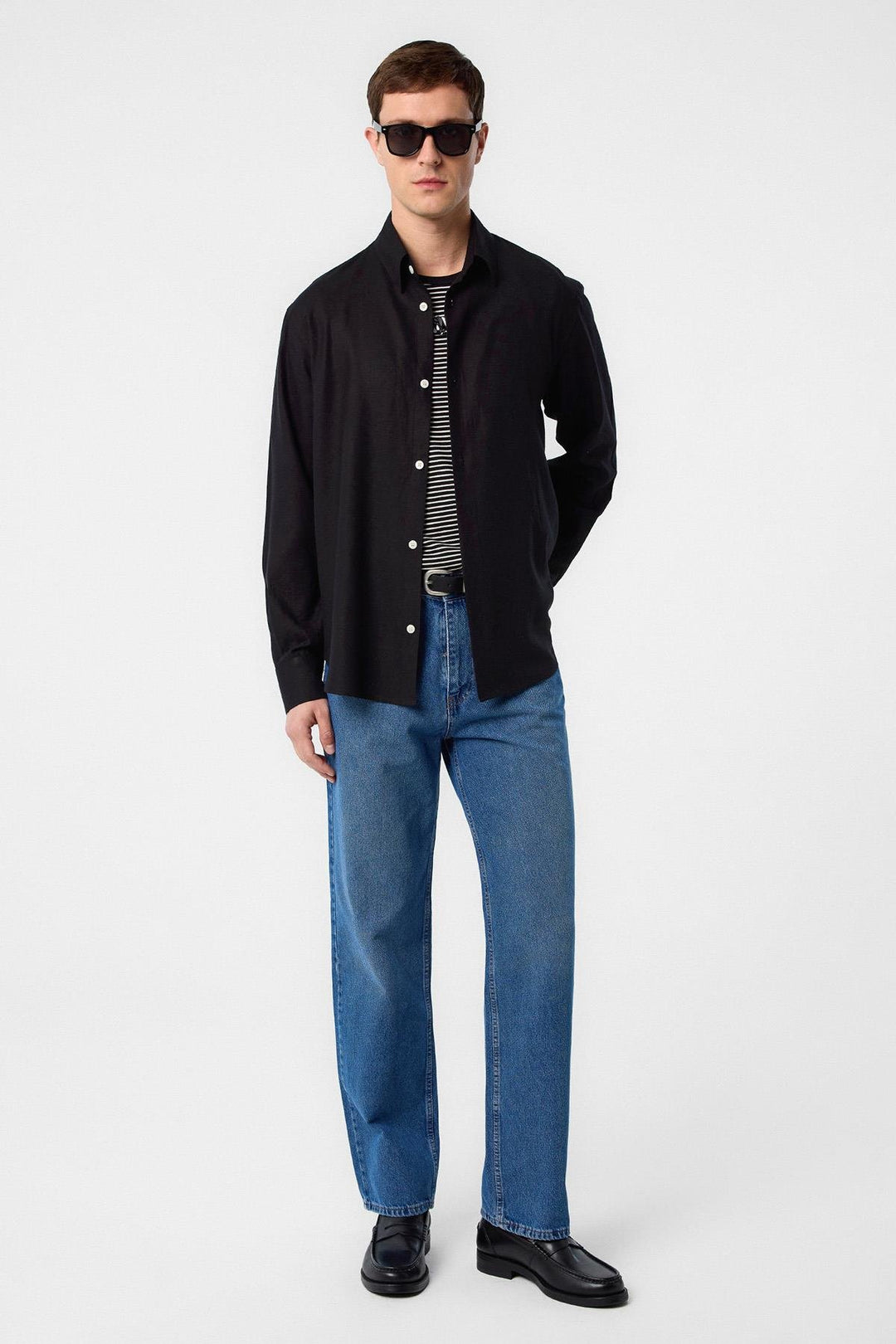 ANT Antioch Black Relax Fit Linen Blend Men's Shirt - Matamoros
