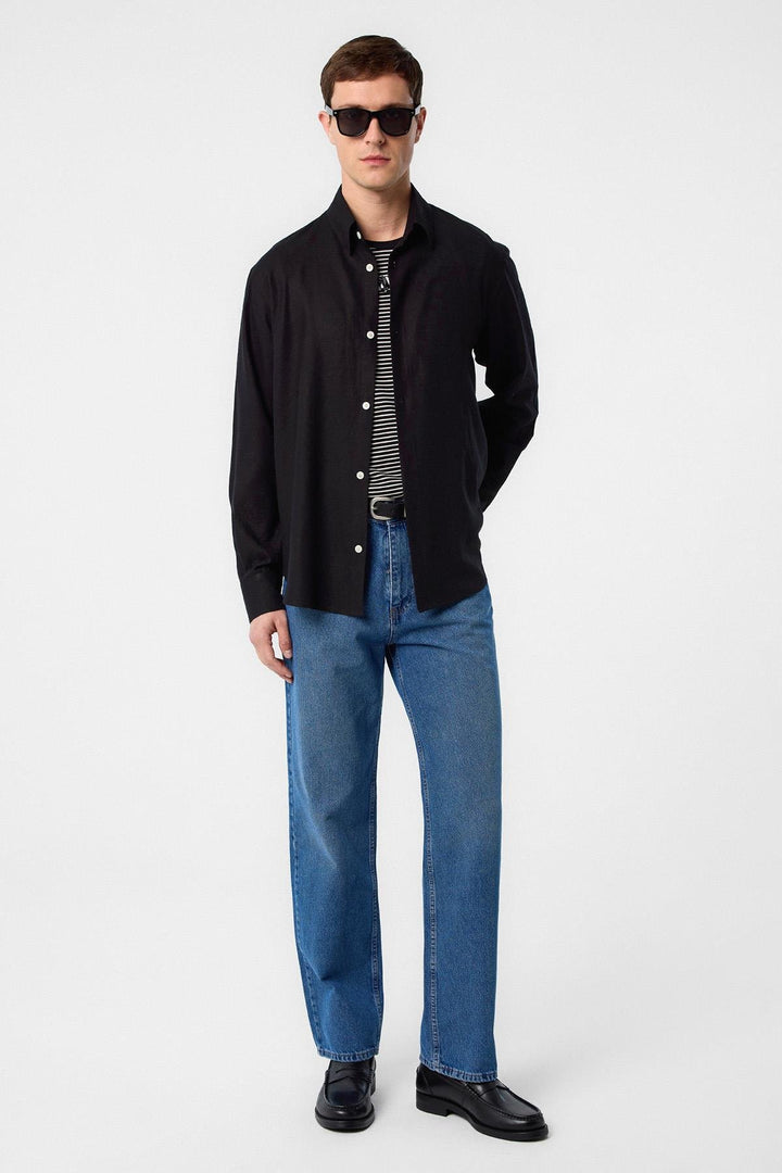 ANT Antioch Black Relax Fit Linen Blend Men's Shirt - Matamoros