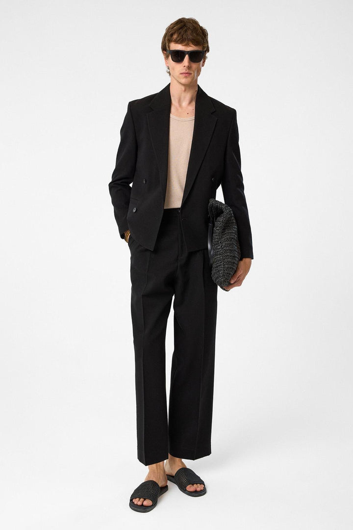 ANT Antioch Siyah Relax Fit Kruvaze Crop Erkek Blazer Ceket - Ashburn