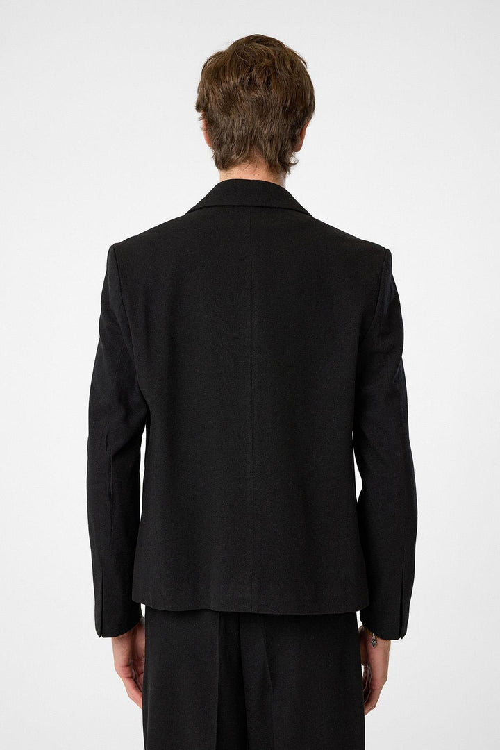 ANT Antioch Siyah Relax Fit Kruvaze Crop Erkek Blazer Ceket - Ashburn