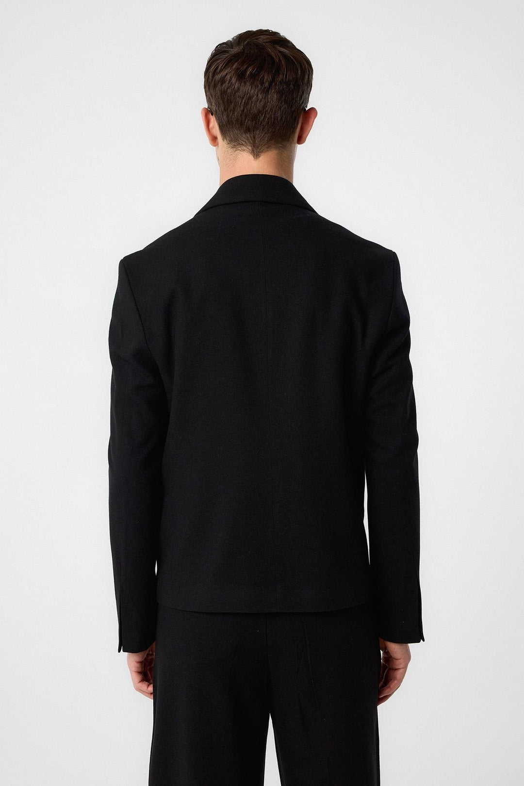 ANT Antioch Siyah Relax Fit Kruvaze Crop Erkek Blazer Ceket - Ashburn