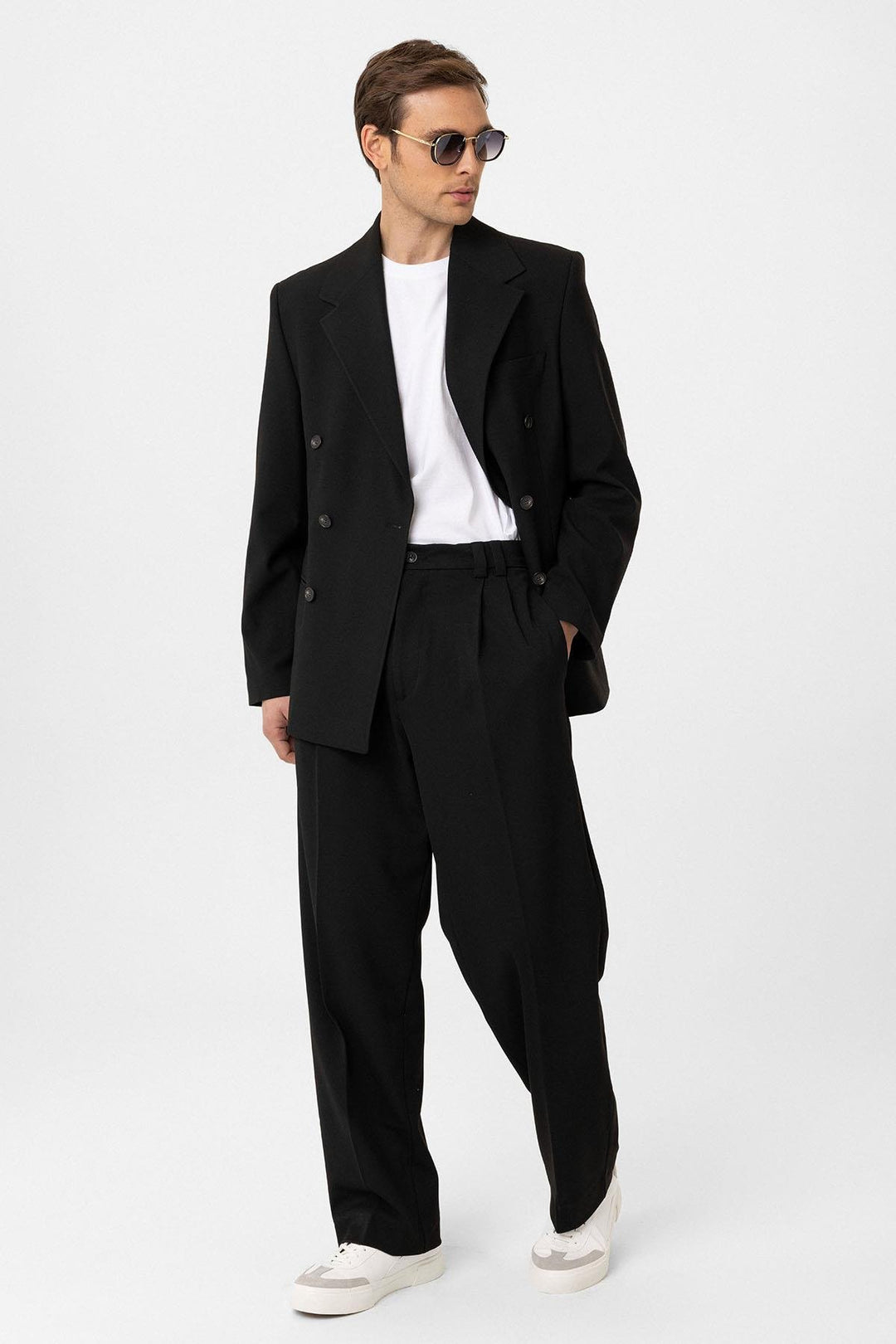 ANT Antioch Black Relax Fit Double Breasted Men's Blazer Jacket - Formigine