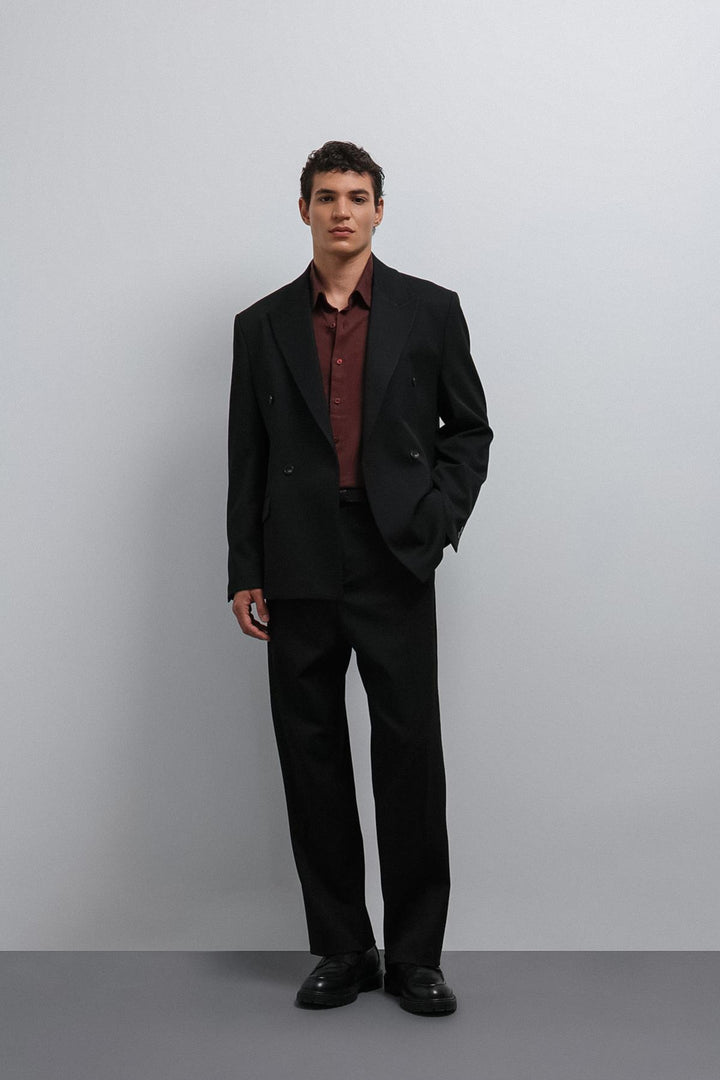 ANT Antioch Black Relax Fit Wrap Men's Blazer Jacket - Nelson