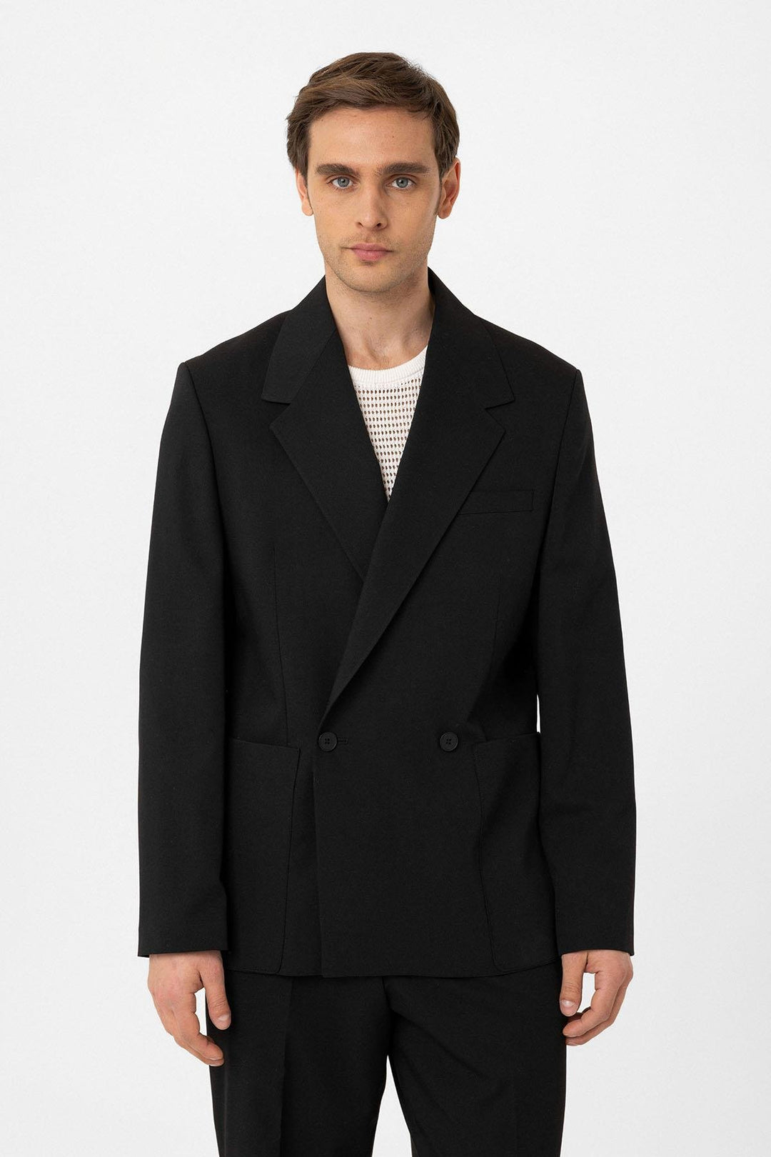 ANT Antioch Black Relax Fit Wrap Closure Men's Technical Blazer Jacket - Hornchurch