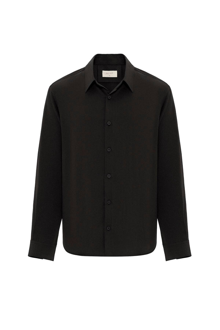 ANT Antioch Black Relax Fit Lyocell Fabric Men's Shirt - Sugar Land