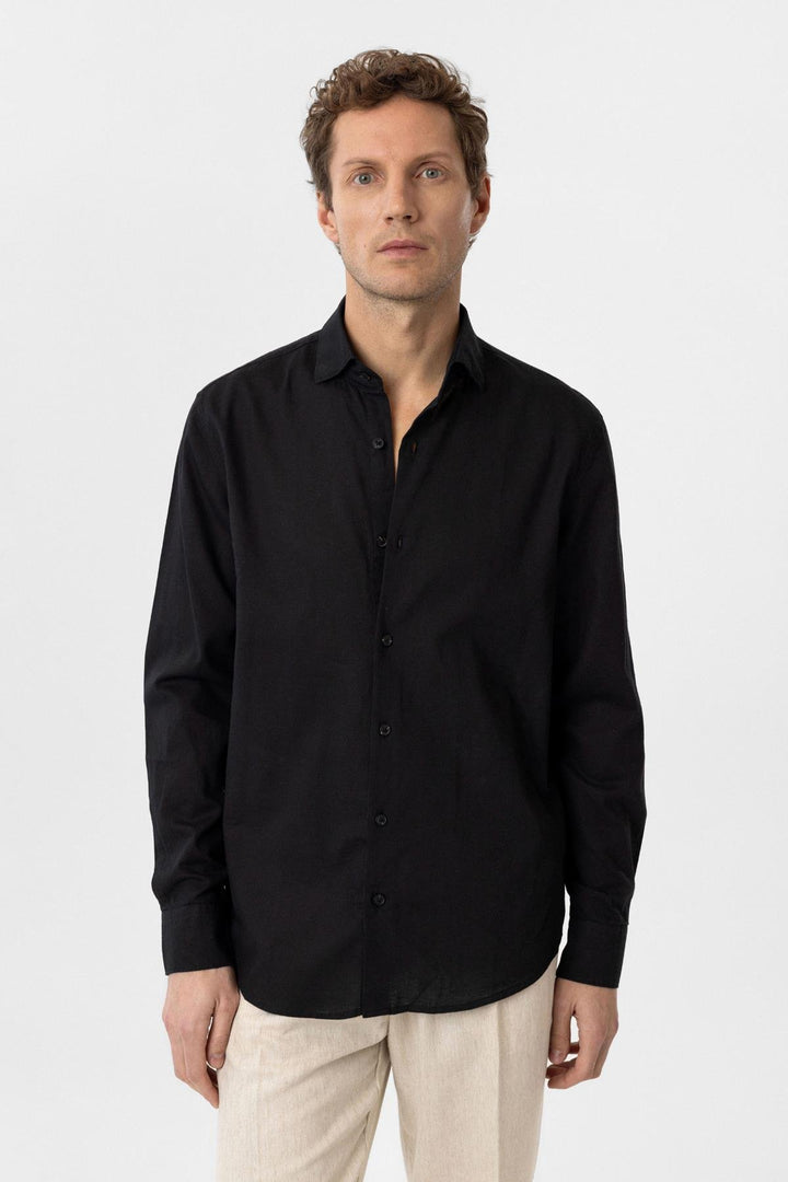 ANT Antioch Black Relax Fit Lyocell Fabric Men's Shirt - Sugar Land