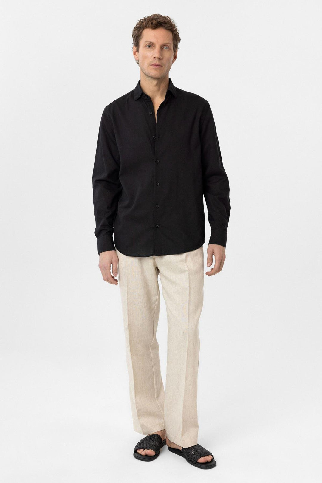 ANT Antioch Black Relax Fit Lyocell Fabric Men's Shirt - Sugar Land