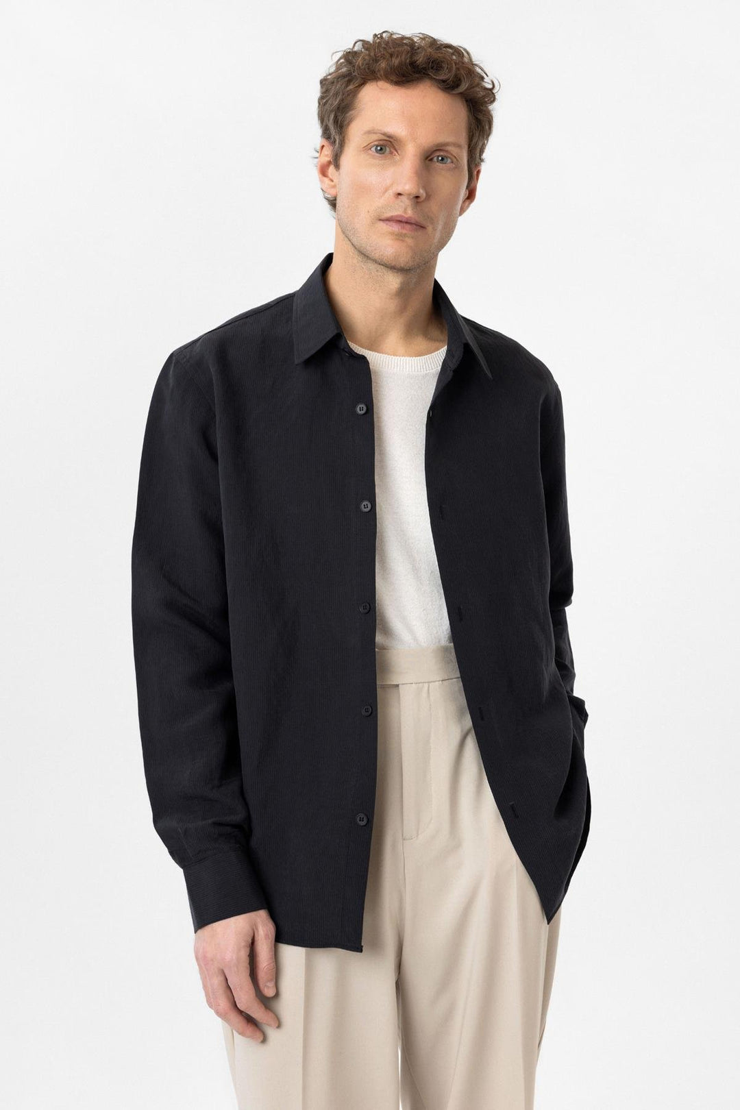 ANT Antioch Black Relax Fit Modal Fabric Men's Shirt - Old Bridge