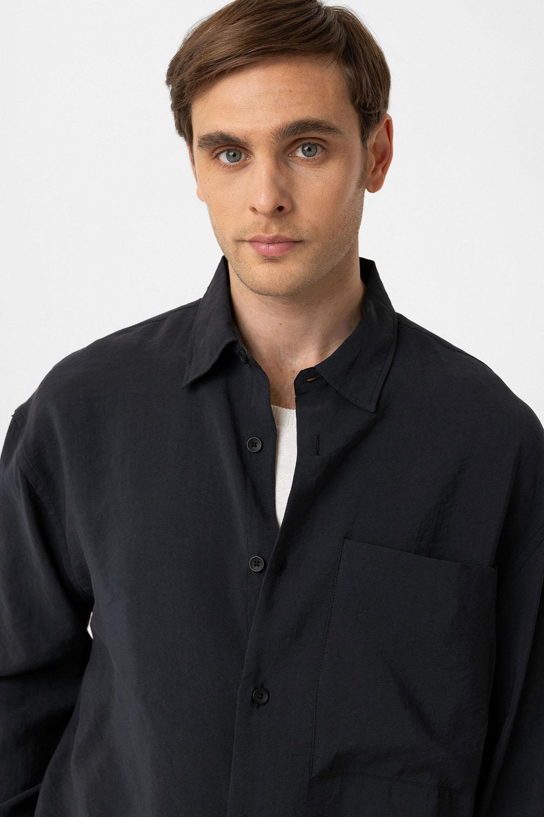 ANT Antioch Black Relax Fit Modal Fabric Men's Shirt - Azzano