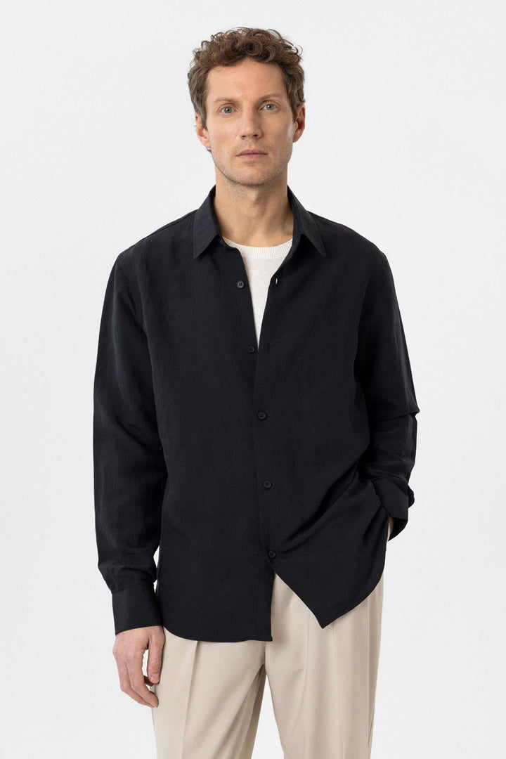ANT Antioch Black Relax Fit Modal Fabric Men's Shirt - Old Bridge