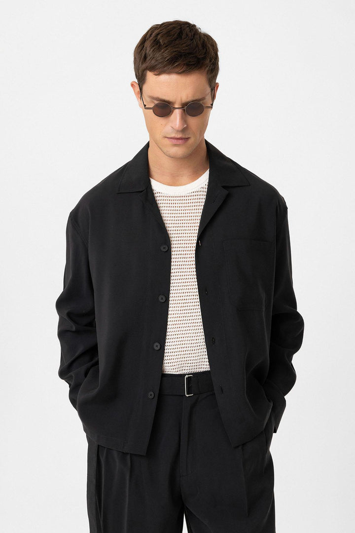 ANT Antioch Black Relax Fit Modal Fabric Men's Shirt - Smithtown