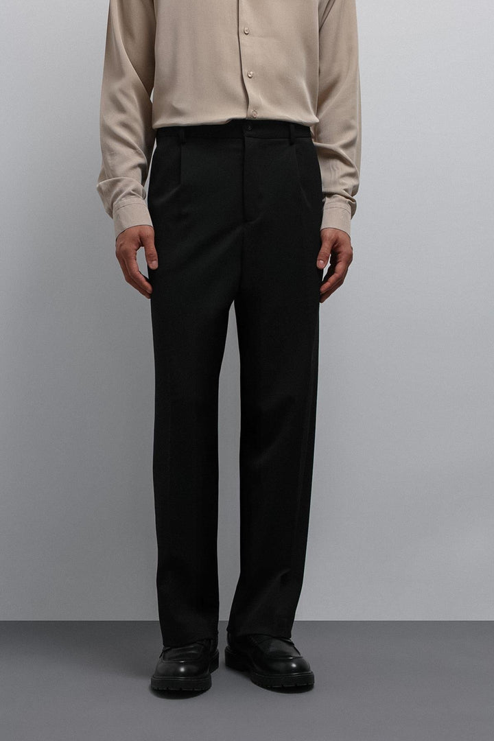 ANT Antioch Black Relax Fit Pleated Men's Pants - Jocotepec