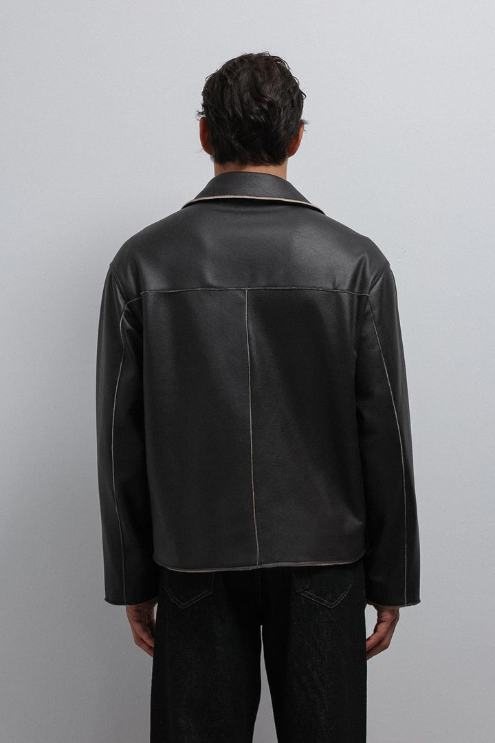 ANT Antioch Black Relax Fit Faux Leather Men's Jacket - Santa Monica